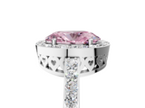White gold Fancy Pink Oval  Halo Diamond Pavé Band Ring with Prong Setting_25