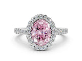 White gold Fancy Pink Oval  Halo Diamond Pavé Solitaire Ring_45