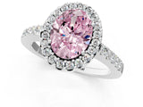 White gold Fancy Pink Oval  Halo Diamond Pavé Solitaire Ring_46