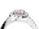 White gold Fancy Pink Oval  Halo Diamond Pavé Solitaire Ring_49