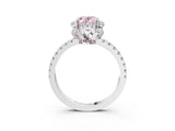 White gold Fancy Pink Oval  Halo Diamond Pave Band Ring with Four-Prong Setting_18