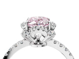 White gold Fancy Pink Oval  Halo Diamond Pave Band Ring with Four-Prong Setting_19