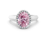 White gold Fancy Pink Oval  Halo Diamond Ring with Cathedral Band and Four-Prong Setting_49