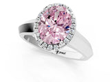White gold Fancy Pink Oval  Halo Diamond Ring with Cathedral Band and Four-Prong Setting_50
