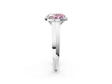 White gold Fancy Pink Oval  Halo Diamond Ring with Cathedral Band and Four-Prong Setting_51