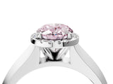 White gold Fancy Pink Oval  Halo Diamond Ring with Cathedral Band and Four-Prong Setting_53