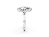 White gold Fancy Pink Oval  Halo Diamond Ring with Milgrain Edge and Round Prong Setting_40