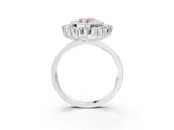 White gold Fancy Pink Oval  Halo Diamond Ring with Milgrain Edge and Round Prong Setting_41