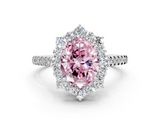 White gold Fancy Pink Oval  Halo Diamond Ring with Pavé Band and Prong Setting_37