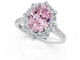 White gold Fancy Pink Oval  Halo Diamond Ring with Pavé Band and Prong Setting_38