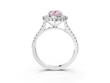 White gold Fancy Pink Oval  Halo Diamond Ring with Pavé Band and Prong Setting_40
