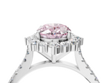White gold Fancy Pink Oval  Halo Diamond Ring with Pavé Band and Prong Setting_41