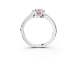White gold Fancy Pink Oval  Halo Diamond Ring with Round Cluster Setting, Solitaire Band, and Four-Prong Setting_91