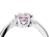 White gold Fancy Pink Oval  Halo Diamond Ring with Round Cluster Setting, Solitaire Band, and Four-Prong Setting_92