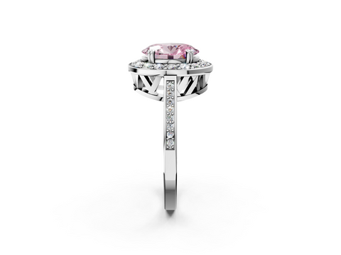 White gold Fancy Pink Oval  Halo Diamond Ring with Split Shank and Four-Prong Setting_47