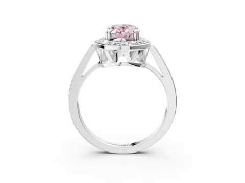 White gold Fancy Pink Oval  Halo Diamond Ring with Split Shank and Four-Prong Setting_48