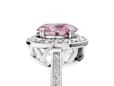 White gold Fancy Pink Oval  Halo Diamond Ring with Split Shank and Four-Prong Setting_50