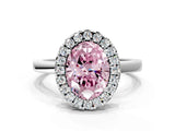 White gold Fancy Pink Oval  Halo Diamond Solitaire with Pavé Band and Four-Prong Setting_92