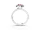 White gold Fancy Pink Oval  Halo Diamond Solitaire with Pavé Band and Four-Prong Setting_93