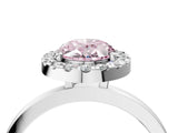 White gold Fancy Pink Oval  Halo Diamond Solitaire with Pavé Band and Four-Prong Setting_94