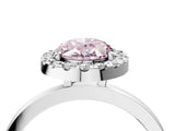 White gold Fancy Pink Oval  Halo Diamond Solitaire with Pavé Band and Four-Prong Setting_96
