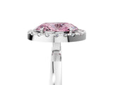 White gold Fancy Pink Oval  Halo Diamond Solitaire with Pavé Band and Four-Prong Setting_97