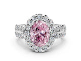 White gold Fancy Pink Oval  Halo Diamond Split Shank Engagement Ring with Prong Setting_45
