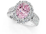 White gold Fancy Pink Oval  Halo Diamond Split Shank Engagement Ring with Prong Setting_46