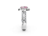 White gold Fancy Pink Oval  Halo Diamond Split Shank Engagement Ring with Prong Setting_50
