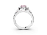 White gold Fancy Pink Oval  Halo Diamond Split Shank Engagement Ring with Prong Setting_51