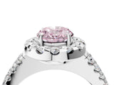 White gold Fancy Pink Oval  Halo Diamond Split Shank Engagement Ring with Prong Setting_52