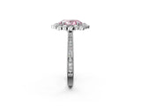 White gold Fancy Pink Oval  Halo Milgrain Pave Diamond Ring with Four-Prong Setting 3