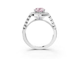White gold Fancy Pink Oval  Halo Milgrain Solitaire with Bezel Set Side Stones and Pave Band_35