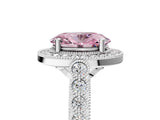 White gold Fancy Pink Oval  Halo Milgrain Solitaire with Bezel Set Side Stones and Pave Band_37