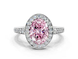 White gold Fancy Pink Oval  Halo Pavé Diamond Engagement Ring with Bezel Setting_49