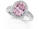 White gold Fancy Pink Oval  Halo Pavé Diamond Engagement Ring with Bezel Setting_50
