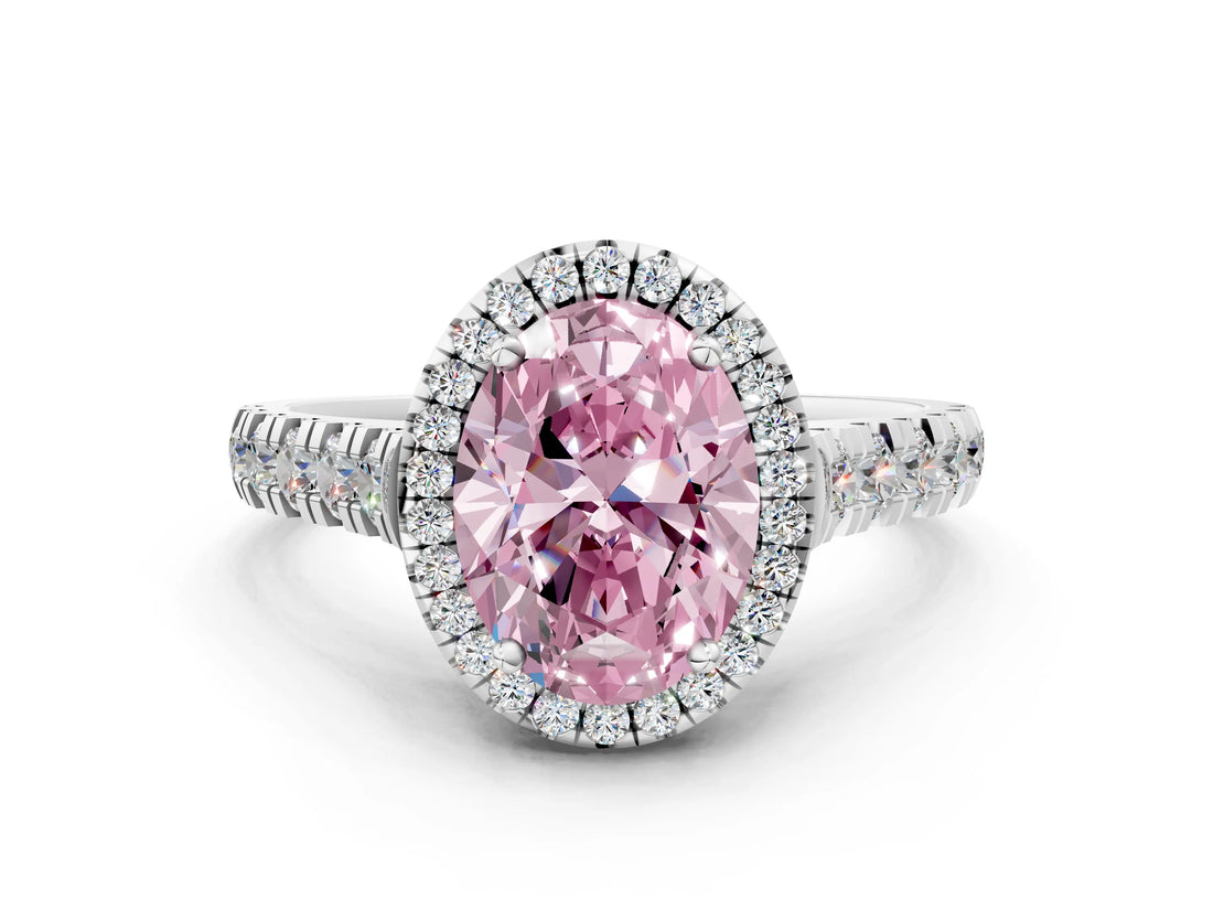 White gold Fancy Pink Oval  Halo Pavé Diamond Engagement Ring with Four-Prong Setting_26