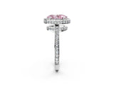 White gold Fancy Pink Oval  Halo Pave Band Solitaire Ring with Prong Setting_68