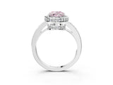 White gold Fancy Pink Oval  Halo Pave Band Solitaire Ring with Prong Setting_69