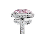White gold Fancy Pink Oval  Halo Pave Band Solitaire Ring with Prong Setting_70