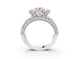 White gold Fancy Pink Oval  Halo Pave Diamond Engagement Ring with Milgrain Detailing_50