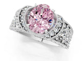 White gold Fancy Pink Oval  Halo Pave Diamond Engagement Ring with Milgrain Detailing_50