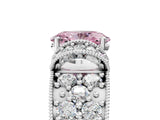 White gold Fancy Pink Oval  Halo Pave Diamond Engagement Ring with Milgrain Detailing_52
