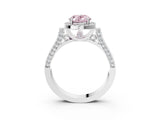 White gold Fancy Pink Oval  Halo Pave Split Shank Prong Setting Ring_72