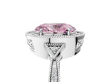 White gold Fancy Pink Oval  Halo Round Diamond Milgrain Pave Engagement Ring_14