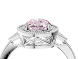 White gold Fancy Pink Oval  Halo Round Diamond Milgrain Pave Engagement Ring_15