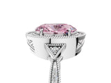 White gold Fancy Pink Oval  Halo Round Diamond Milgrain Pave Engagement Ring_32