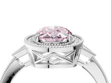 White gold Fancy Pink Oval  Halo Round Diamond Milgrain Pave Engagement Ring_4