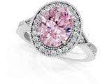 White gold Fancy Pink Oval  Halo Round Diamond Milgrain Pave Engagement Ring_4