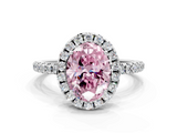 White gold Fancy Pink Oval  Halo Round Diamond Pavé Band Four-Prong Ring_3